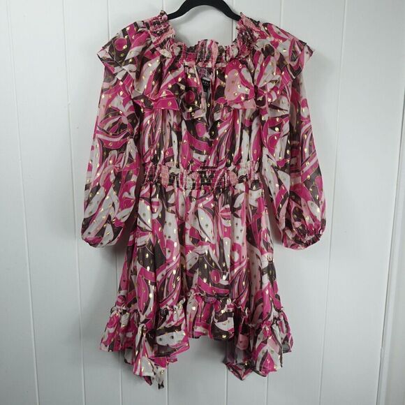 Beulah Style Womens Ruffled Smocked Tunic Small - Picture 1 of 13